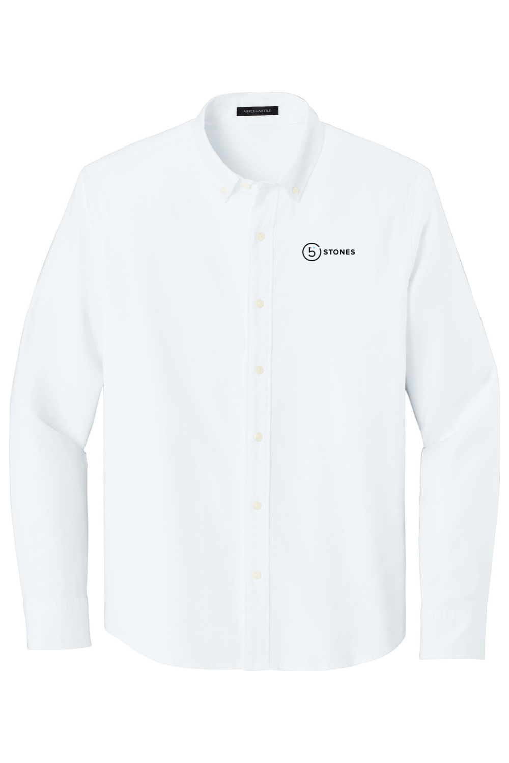 Full Logo Long Sleeve Modern Oxford Shirt - White